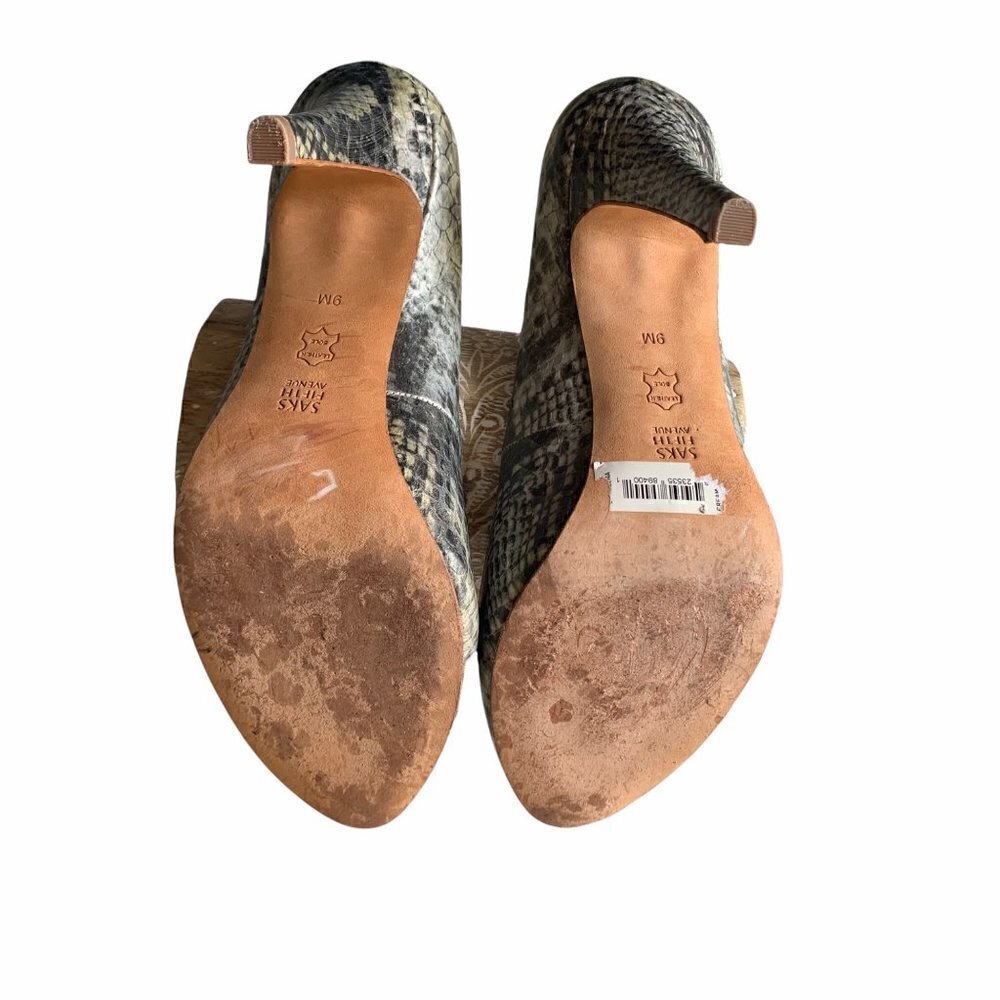 Saks Fifth Avenue SELINA Snakeskin Reptile Pumps 9 - Picture 6 of 16